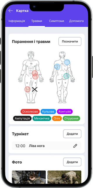 AHS-UA1 card section 3 — Життєво важливі показники та симптоми